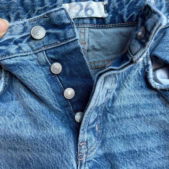 We The Free People Button Fly Raw Hem Distressed Skinny Jeans - Picture 3 of 8